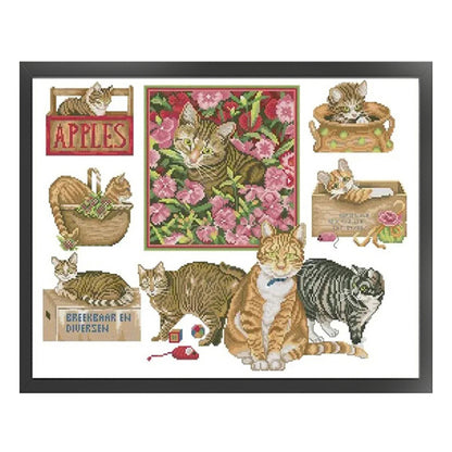 Cat - 14CT Stamped Cross Stitch 55*43CM(Joy Sunday)