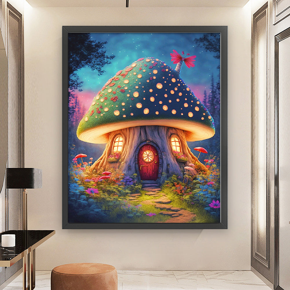 Mushroom House - 16CT Stamped Cross Stitch 50*60CM