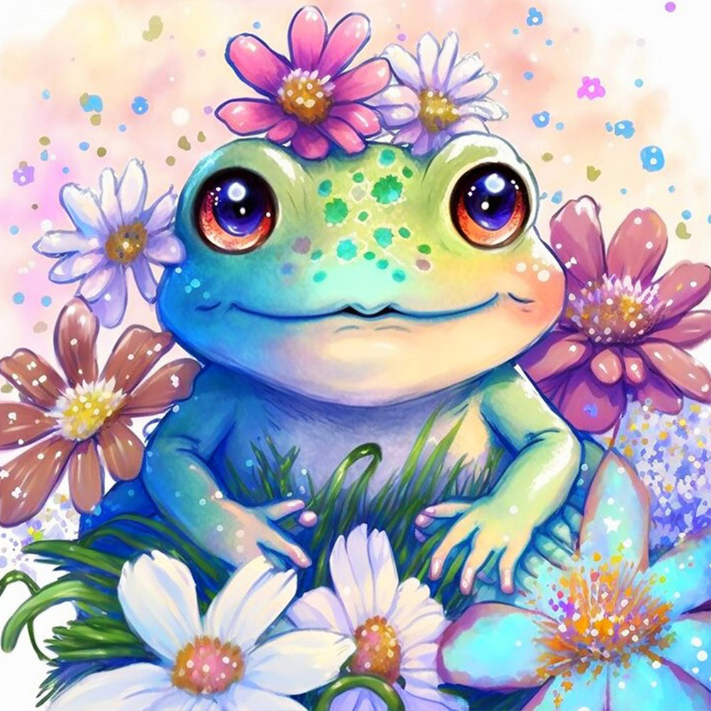 Flower And Frog - Full Round Drill Diamond Painting 30*30CM