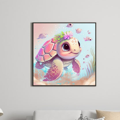 Pink Sea Turtle - Full Round Drill Diamond Painting 30*30CM