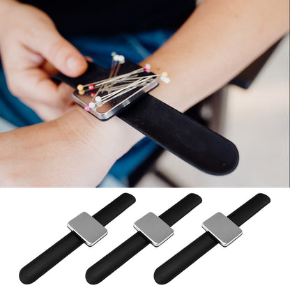 Magnetic Pin Cushion Holder with Wristband Pin Cushion Holder Wrist Band (Black)