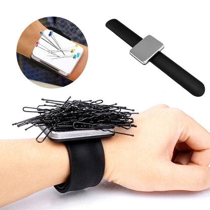 Magnetic Pin Cushion Holder with Wristband Pin Cushion Holder Wrist Band (Black)