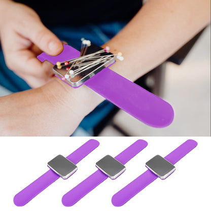 Magnetic Pin Cushion Holder with Wristband Pin Cushion Holder Wrist Band(Purple)