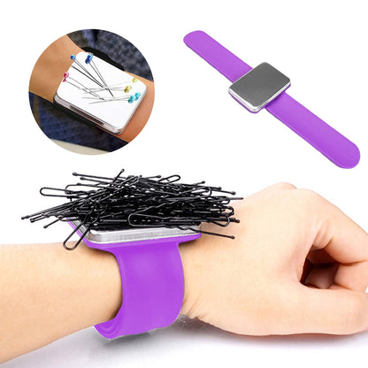 Magnetic Pin Cushion Holder with Wristband Pin Cushion Holder Wrist Band(Purple)