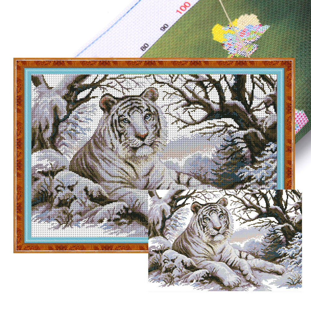 Tiger Five - 11CT Stamped Cross Stitch 65*45CM(Joy Sunday)