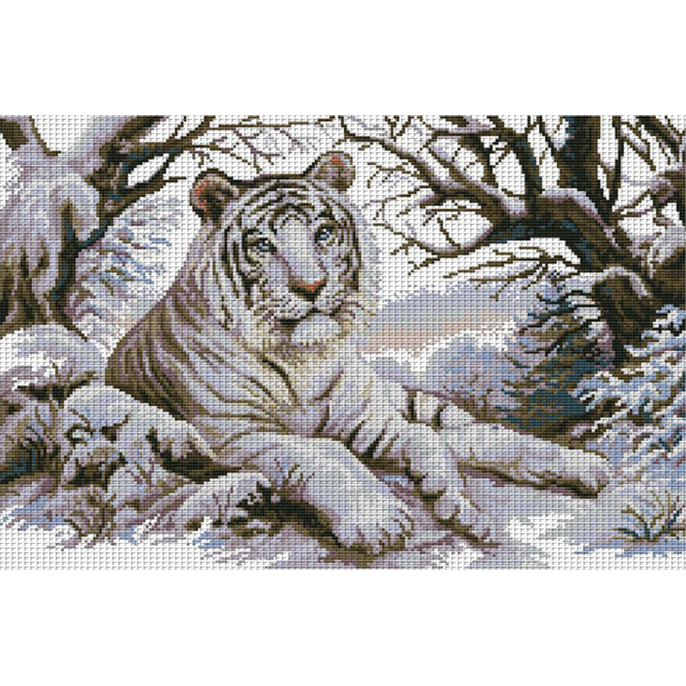 Tiger Five - 11CT Stamped Cross Stitch 65*45CM(Joy Sunday)