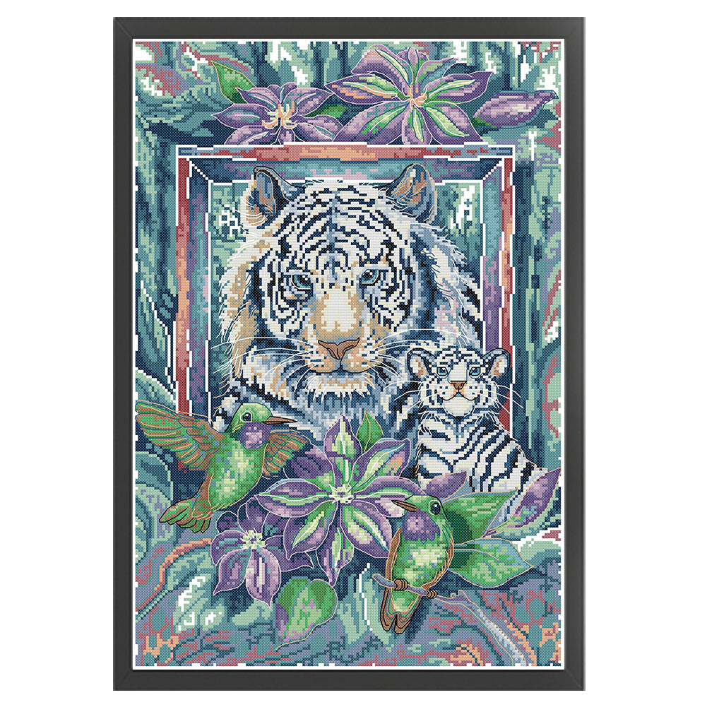 Tiger Mother And Son - 11CT Stamped Cross Stitch 46*64CM(Joy Sunday)