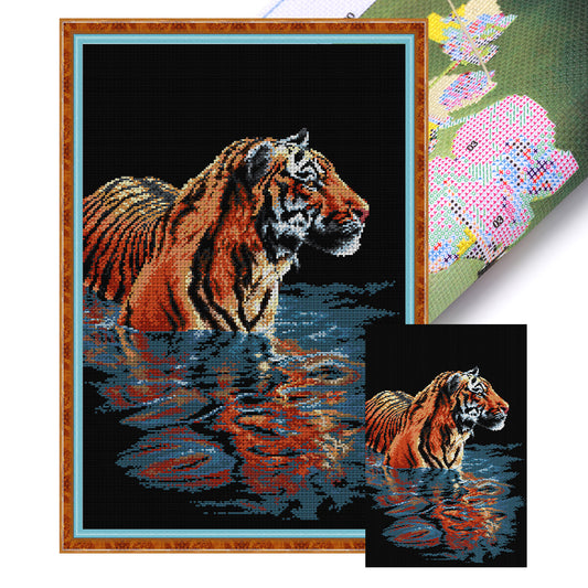 Three Tigers In The Water - 11CT Stamped Cross Stitch 46*70CM(Joy Sunday)