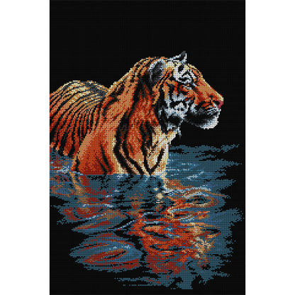 Three Tigers In The Water - 11CT Stamped Cross Stitch 46*70CM(Joy Sunday)