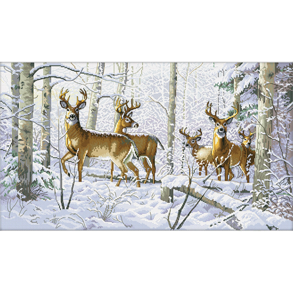 Snow Deer - 11CT Stamped Cross Stitch 85*51CM