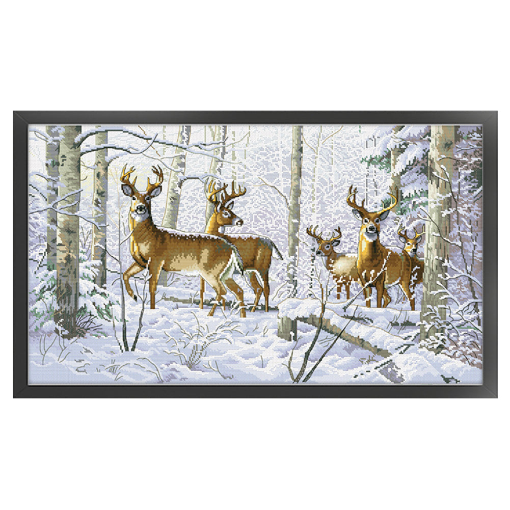 Snow Deer - 11CT Stamped Cross Stitch 85*51CM