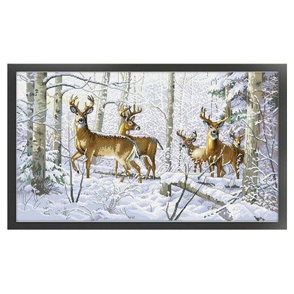 Snow Deer - 11CT Stamped Cross Stitch 85*51CM