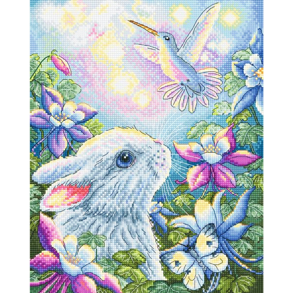 Chicks And Hummingbirds Among Flowers - 11CT Stamped Cross Stitch 50*60CM