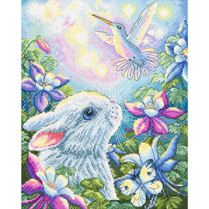 Chicks And Hummingbirds Among Flowers - 11CT Stamped Cross Stitch 50*60CM