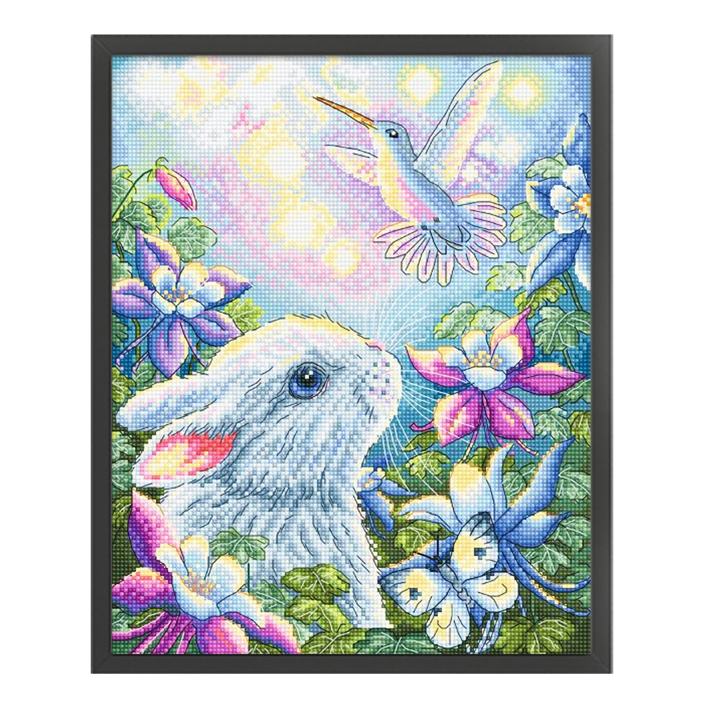 Chicks And Hummingbirds Among Flowers - 11CT Stamped Cross Stitch 50*60CM