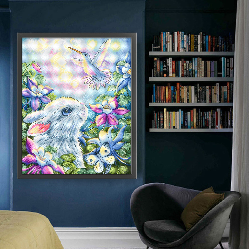 Chicks And Hummingbirds Among Flowers - 11CT Stamped Cross Stitch 50*60CM