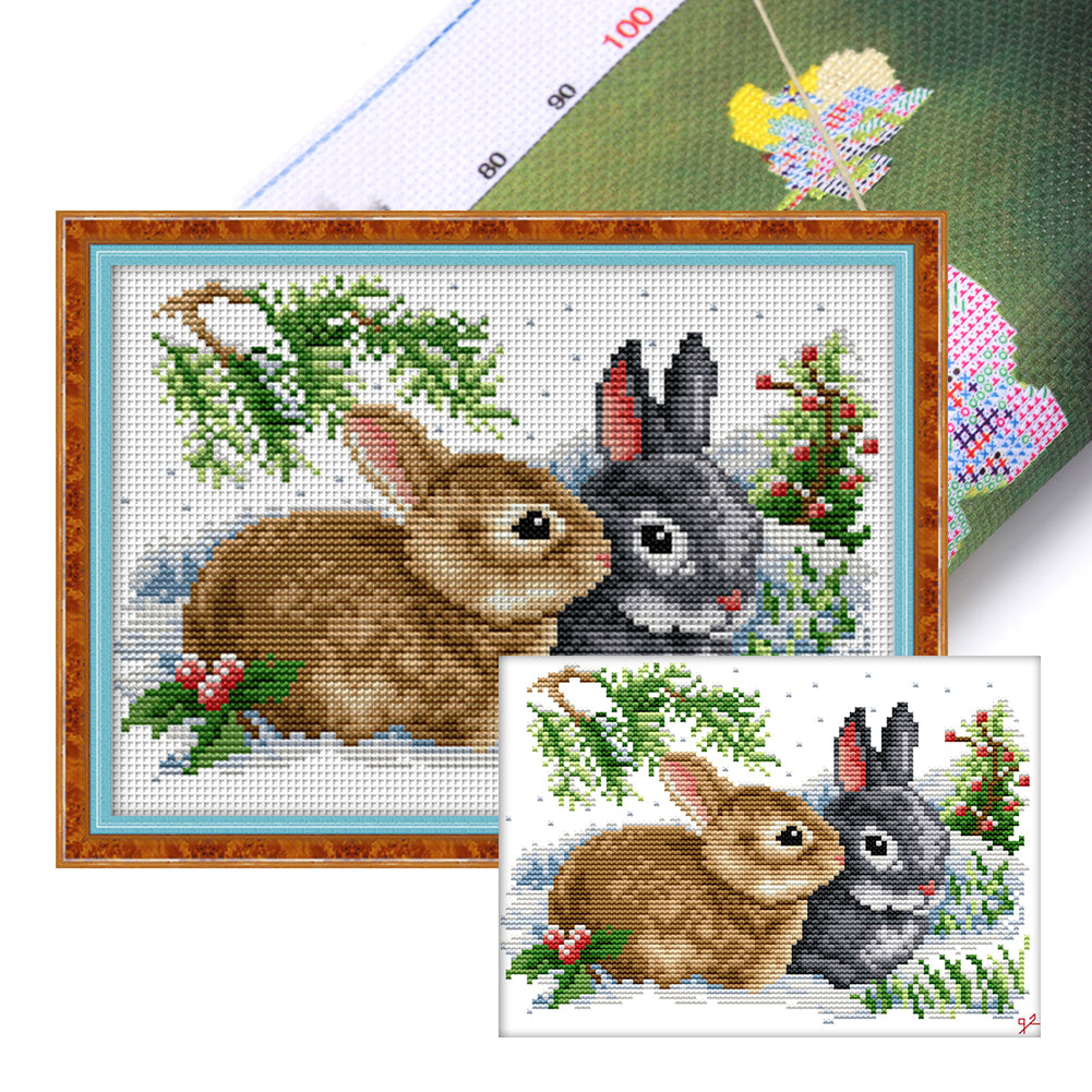 Lucky Rabbit - 11CT Stamped Cross Stitch 33*24CM(Joy Sunday)