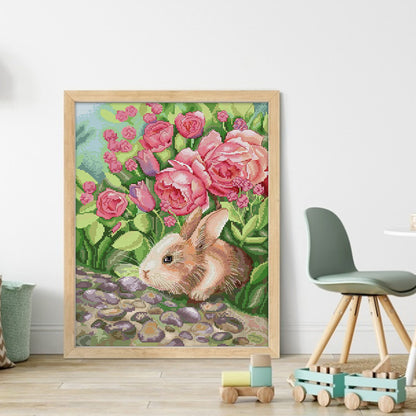 Smelling Rabbit - 11CT Stamped Cross Stitch 42*52CM(Joy Sunday)