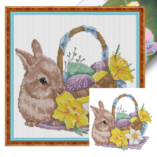 Bunny And Easter Egg - 11CT Stamped Cross Stitch 35*34CM(Joy Sunday)