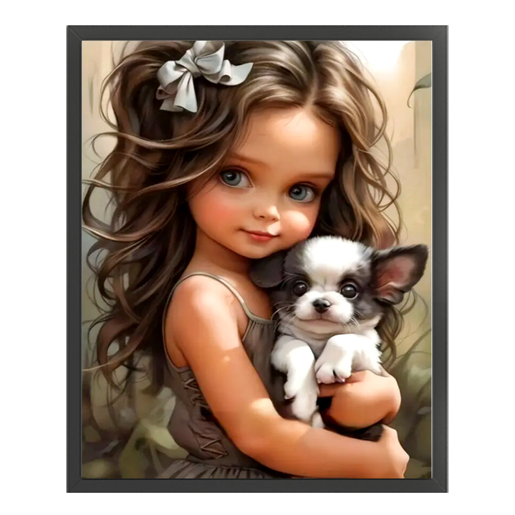 Curly Hair Girl - 11CT Stamped Cross Stitch 40*50CM