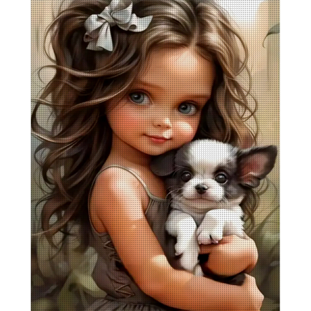 Curly Hair Girl - 11CT Stamped Cross Stitch 40*50CM