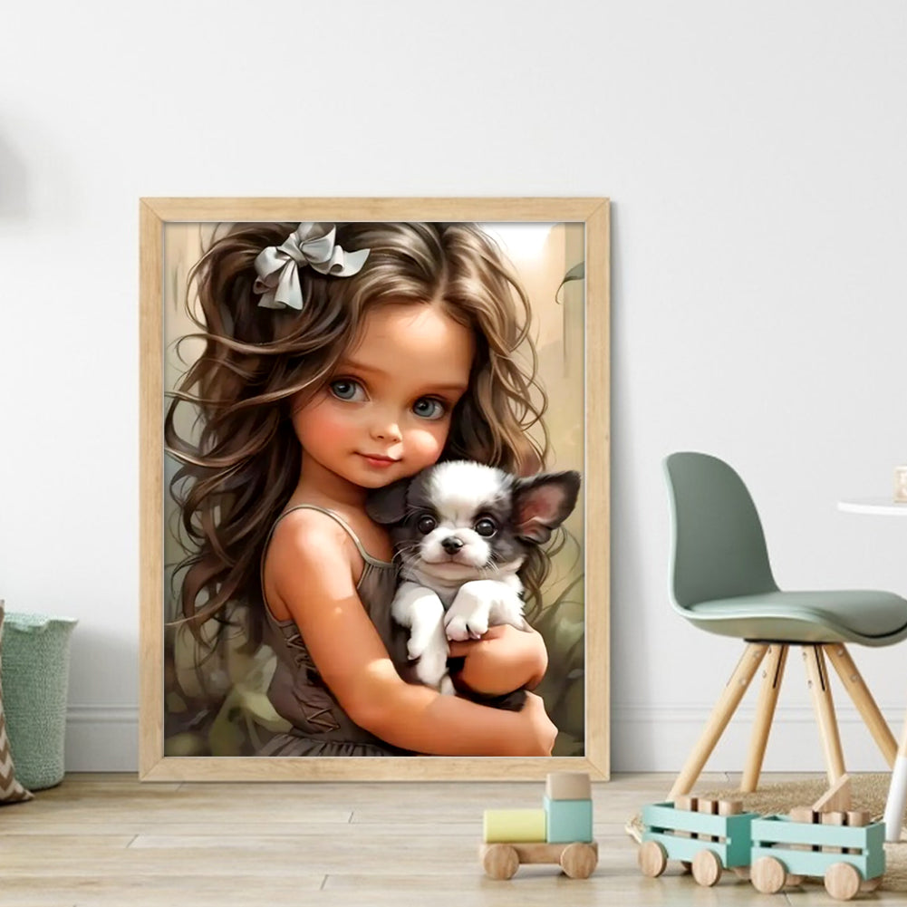 Curly Hair Girl - 11CT Stamped Cross Stitch 40*50CM