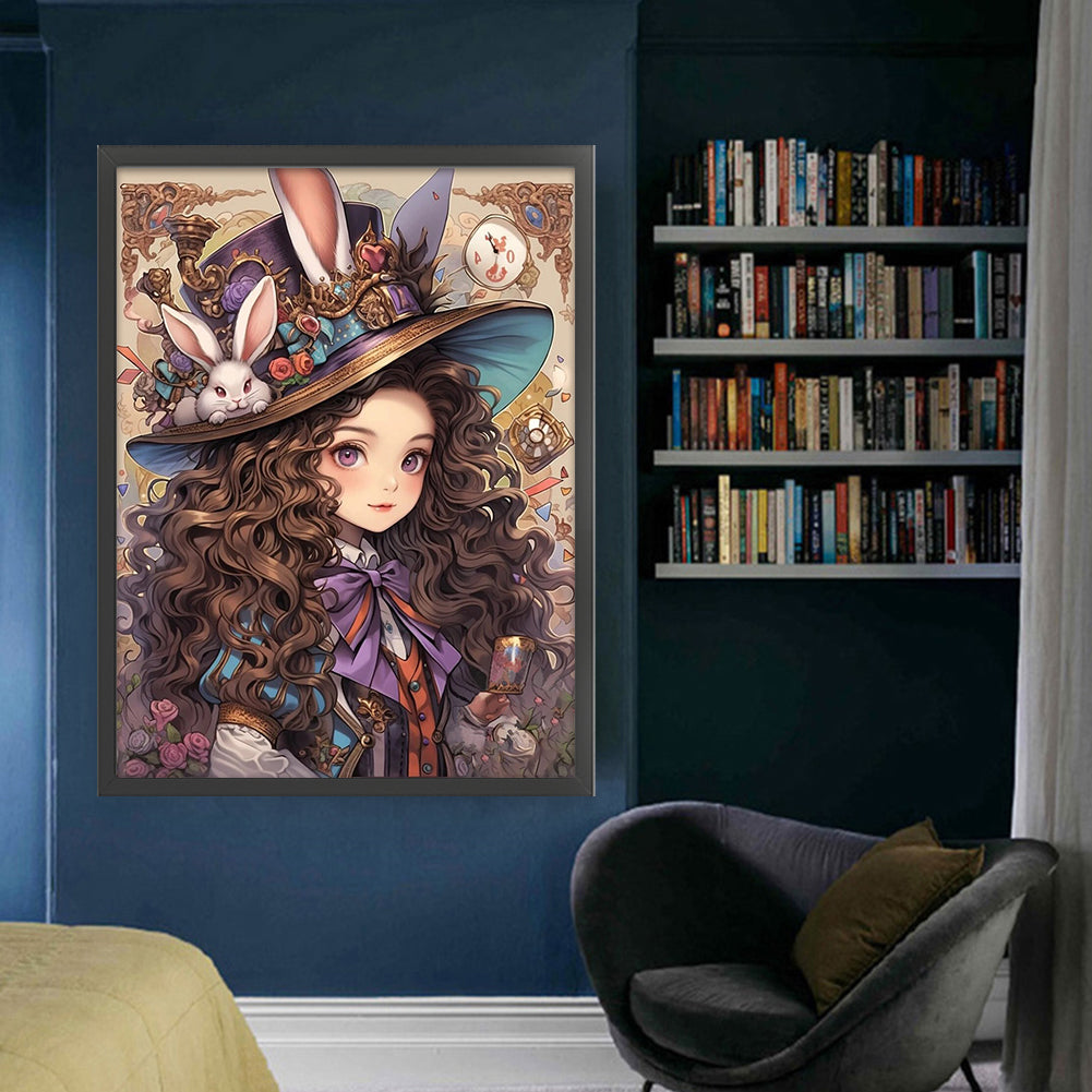Mad Hatter Element Girl - 11CT Stamped Cross Stitch 50*65CM