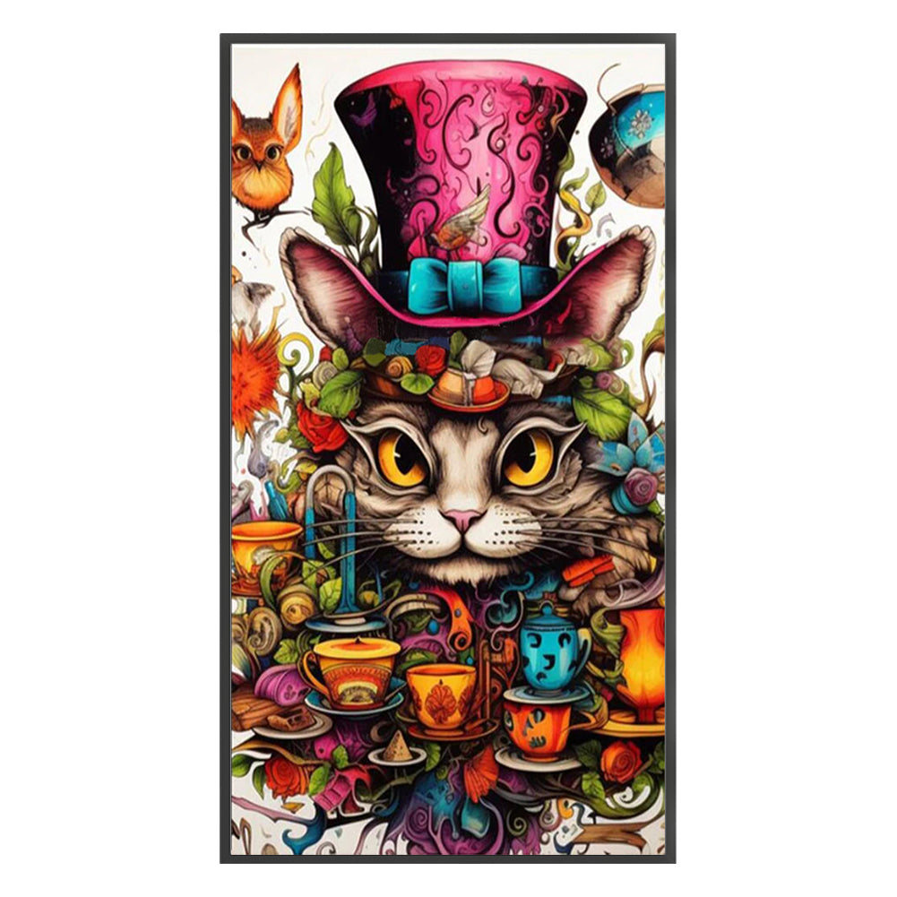 Cat And Tea Cup - 11CT Stamped Cross Stitch 50*90CM