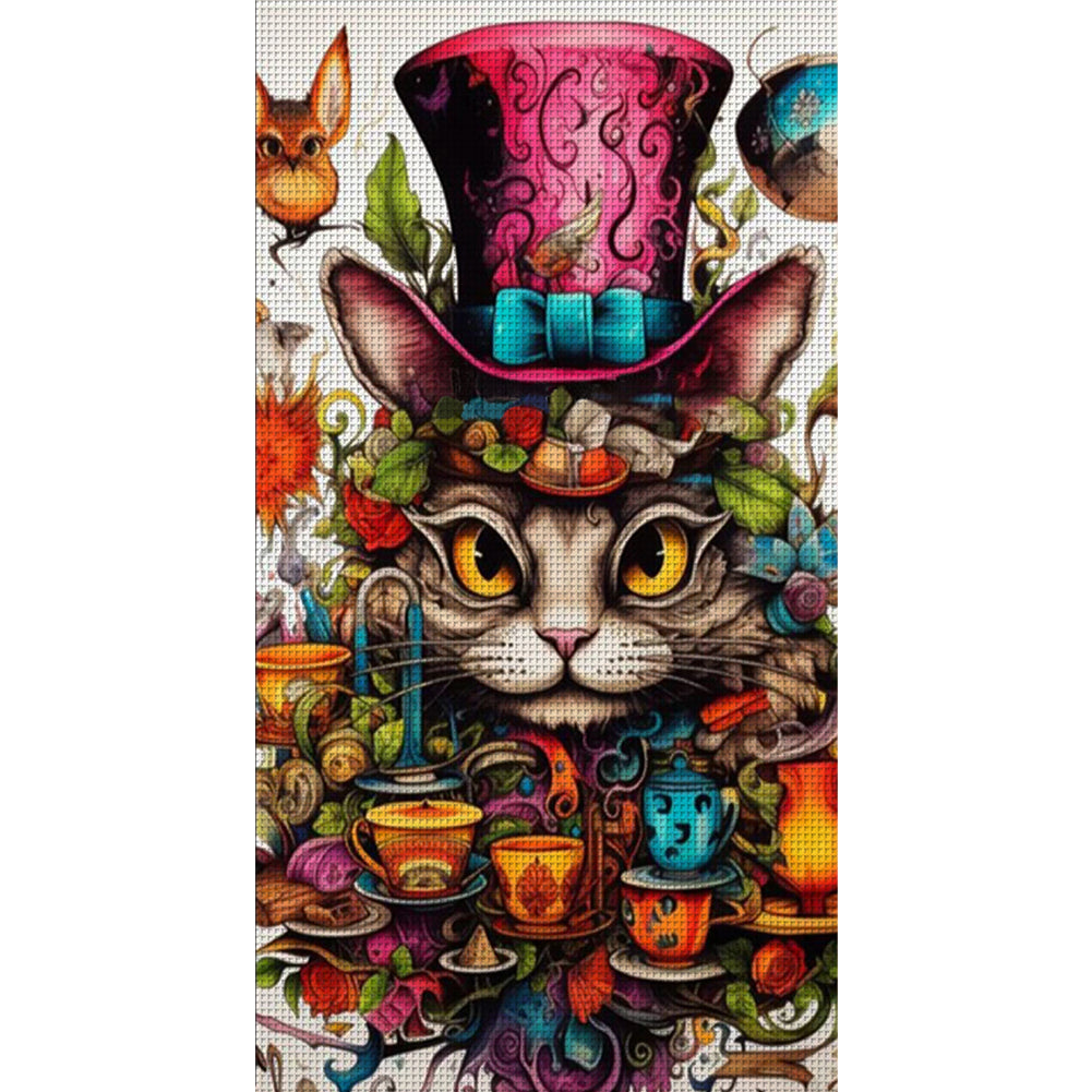Cat And Tea Cup - 11CT Stamped Cross Stitch 50*90CM