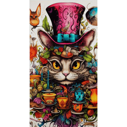 Cat And Tea Cup - 11CT Stamped Cross Stitch 50*90CM