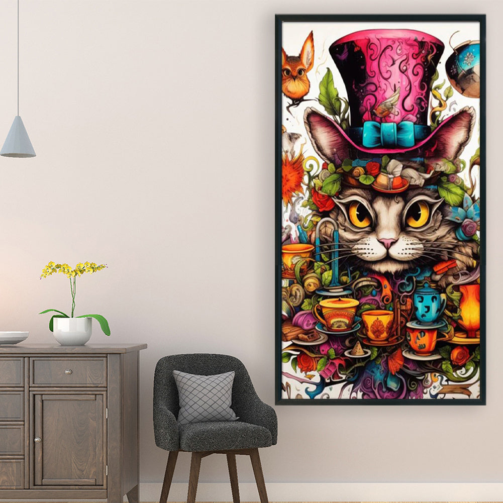 Cat And Tea Cup - 11CT Stamped Cross Stitch 50*90CM