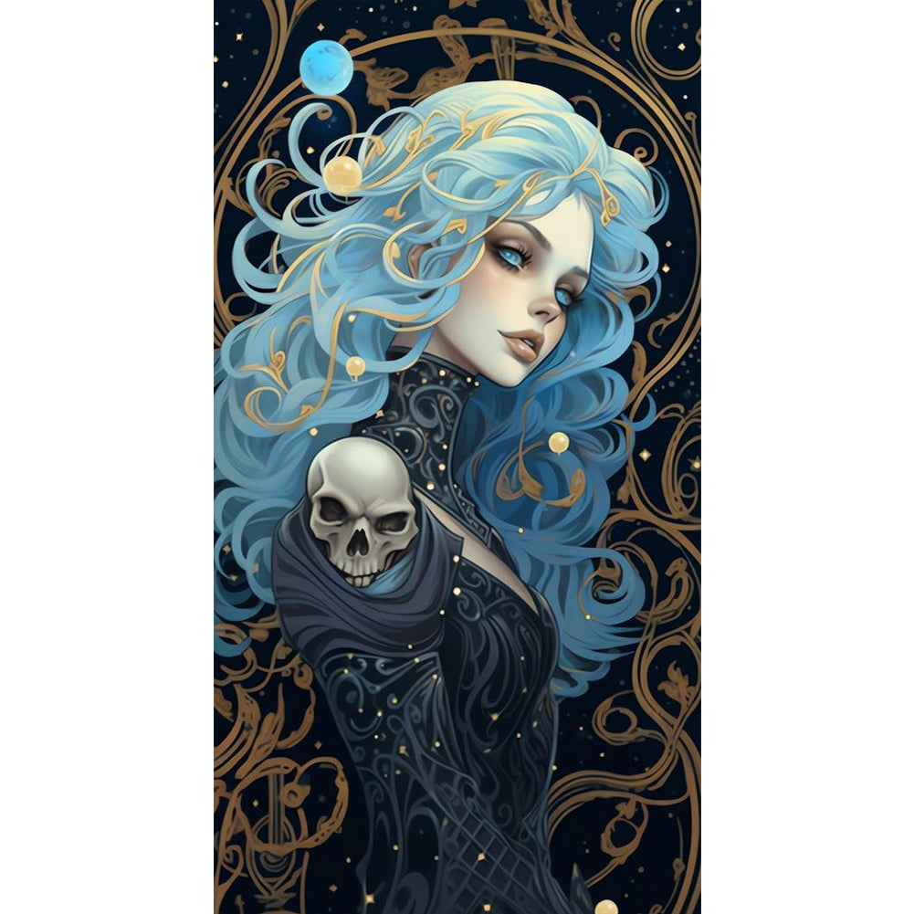Blue Hair Girl - 11CT Stamped Cross Stitch 40*70CM