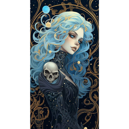 Blue Hair Girl - 11CT Stamped Cross Stitch 40*70CM