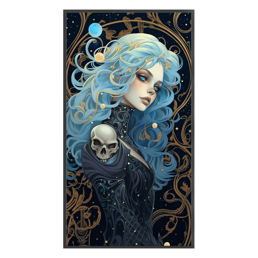 Blue Hair Girl - 11CT Stamped Cross Stitch 40*70CM