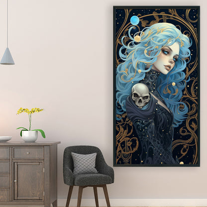 Blue Hair Girl - 11CT Stamped Cross Stitch 40*70CM
