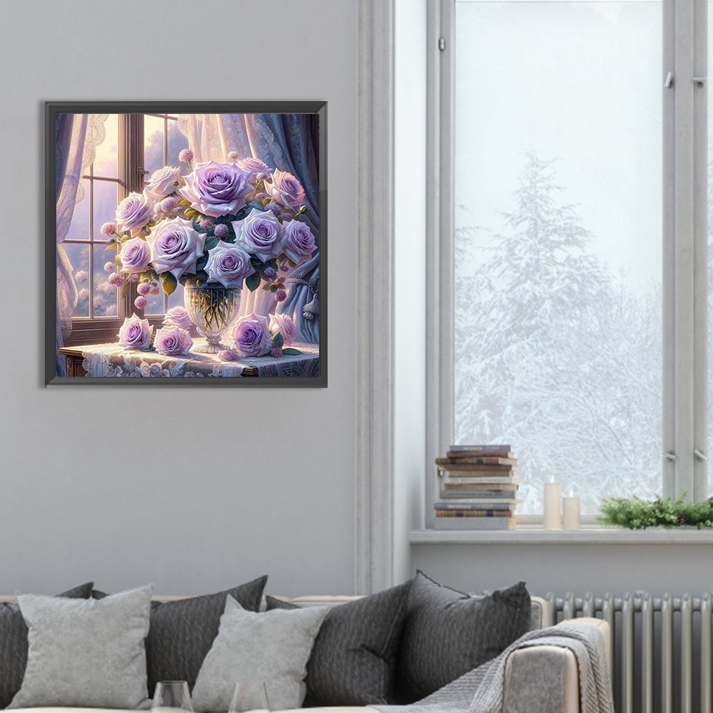 Window Vase - Full Round Drill Diamond Painting 30*30CM