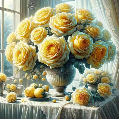 Window Vase - Full Round Drill Diamond Painting 30*30CM