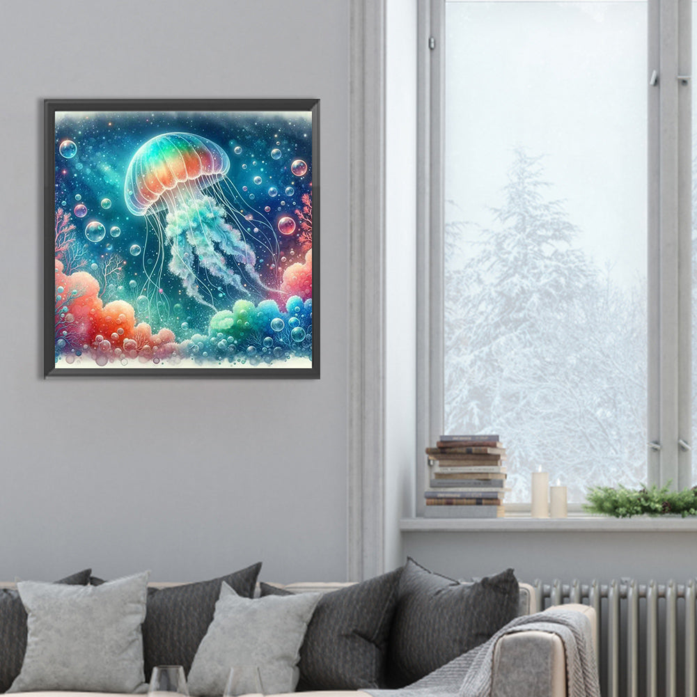 Rainbow Bubble Jellyfish - Full Round Drill Diamond Painting 30*30CM