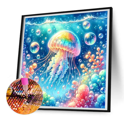 Rainbow Bubble Jellyfish - Full Round Drill Diamond Painting 30*30CM