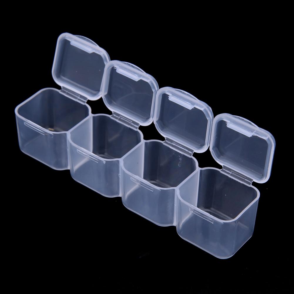 Plastic 28 Slots Clear Nail Tools Jewelry Storage Box Case Organizer Beads