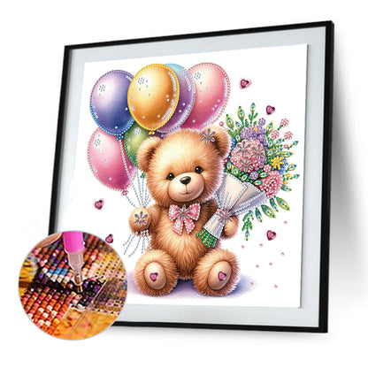 Birthday Teddy Bear - Special Shaped Drill Diamond Painting 30*30CM