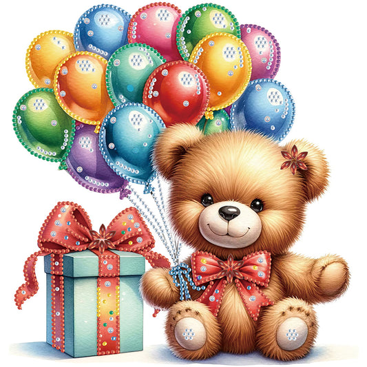 Birthday Teddy Bear - Special Shaped Drill Diamond Painting 30*30CM