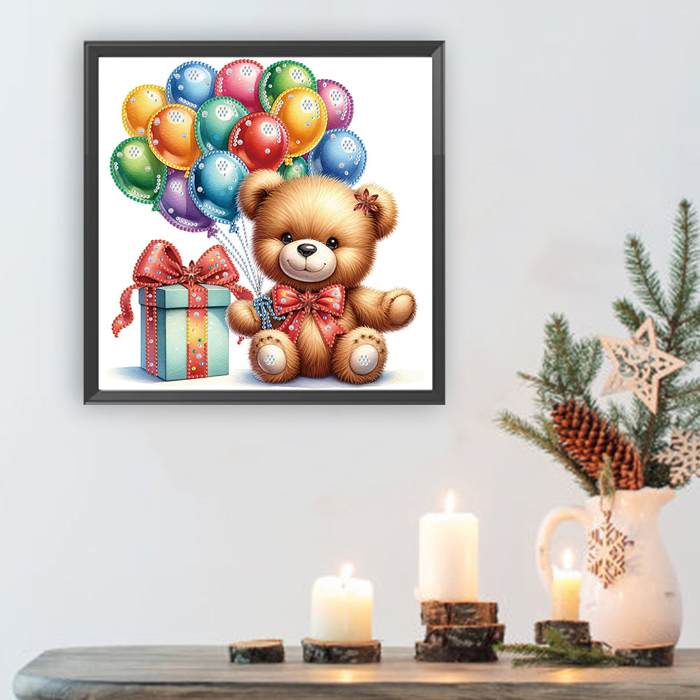 Birthday Teddy Bear - Special Shaped Drill Diamond Painting 30*30CM