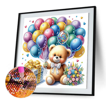 Birthday Teddy Bear - Special Shaped Drill Diamond Painting 30*30CM