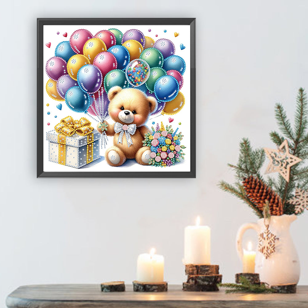 Birthday Teddy Bear - Special Shaped Drill Diamond Painting 30*30CM