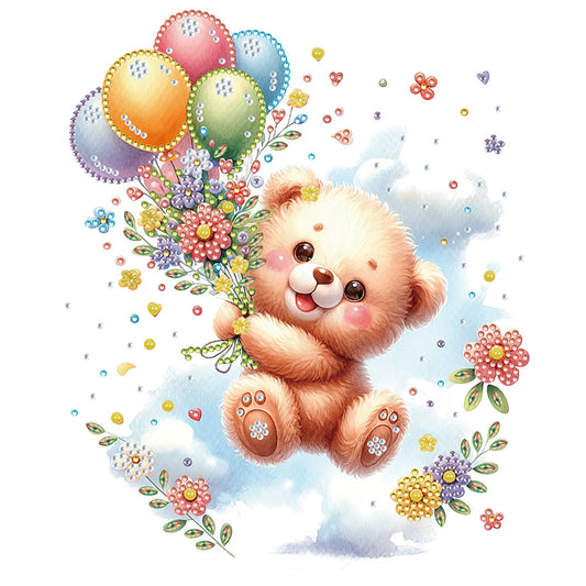 Birthday Teddy Bear - Special Shaped Drill Diamond Painting 30*30CM