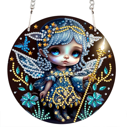 Acrylic Single-Sided 5D DIY Diamond Painting Hanging Pendant(Girl with the Wand)