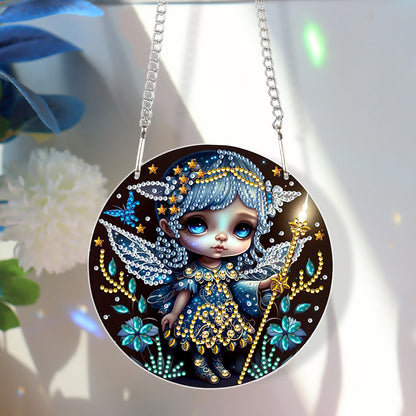 Acrylic Single-Sided 5D DIY Diamond Painting Hanging Pendant(Girl with the Wand)