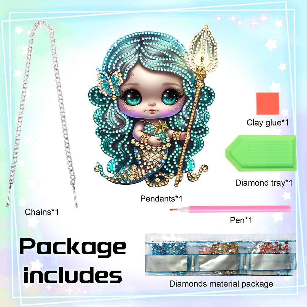 Acrylic Single-Sided 5D DIY Diamond Painting Hanging Pendant (Mermaid Girl)