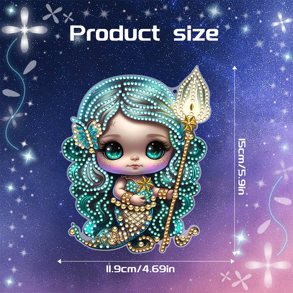 Acrylic Single-Sided 5D DIY Diamond Painting Hanging Pendant (Mermaid Girl)